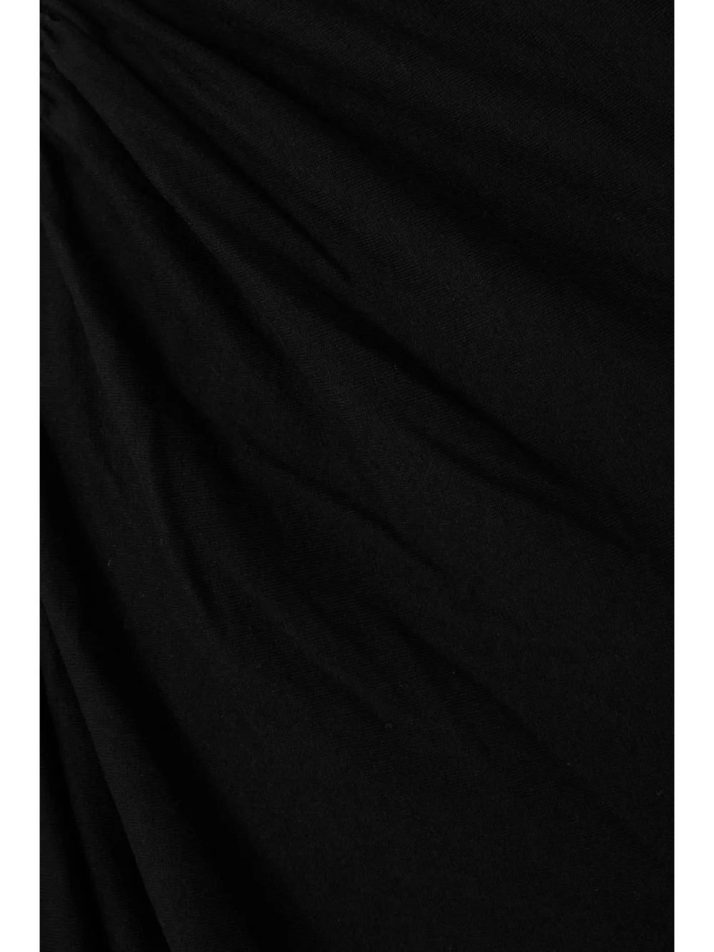 Close-up detail of the Rick Owens Svita Ruched Jersey Maxi Dress