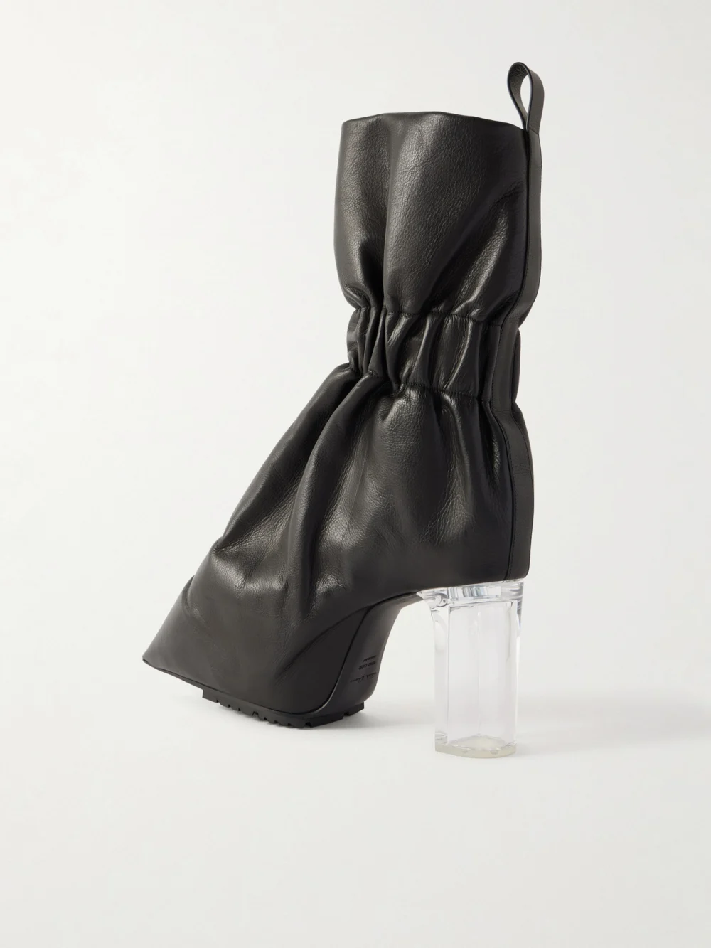 Back view of the Rick Owens Taquito Gathered Leather Ankle Boots