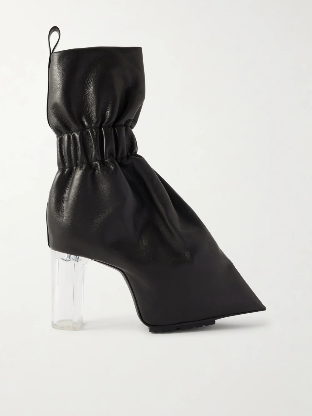 Rick Owens Taquito Gathered Leather Ankle Boots in black