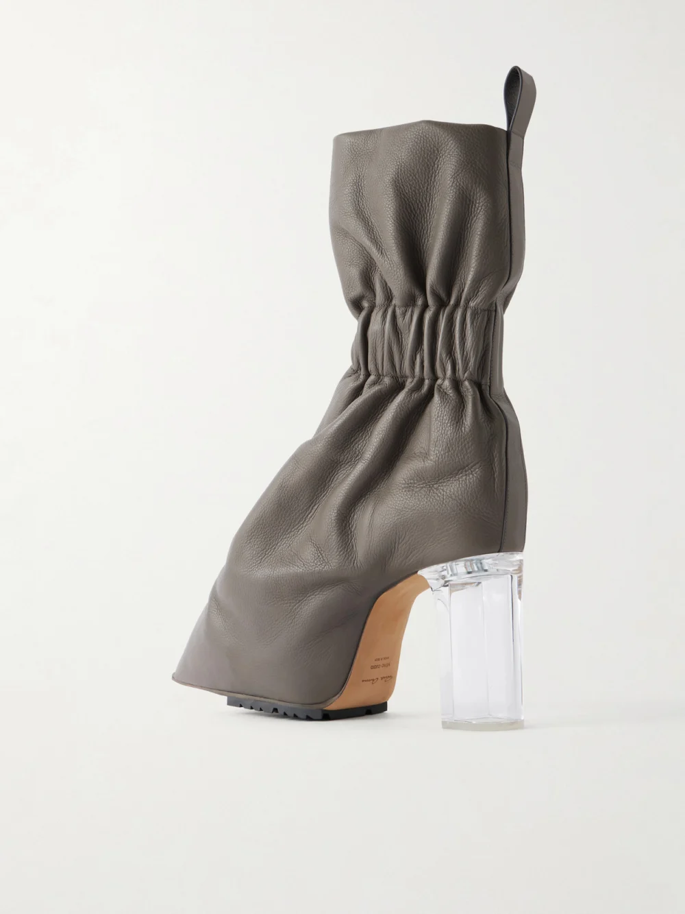 Back view of the Rick Owens Taquito Gathered Leather Ankle Boots