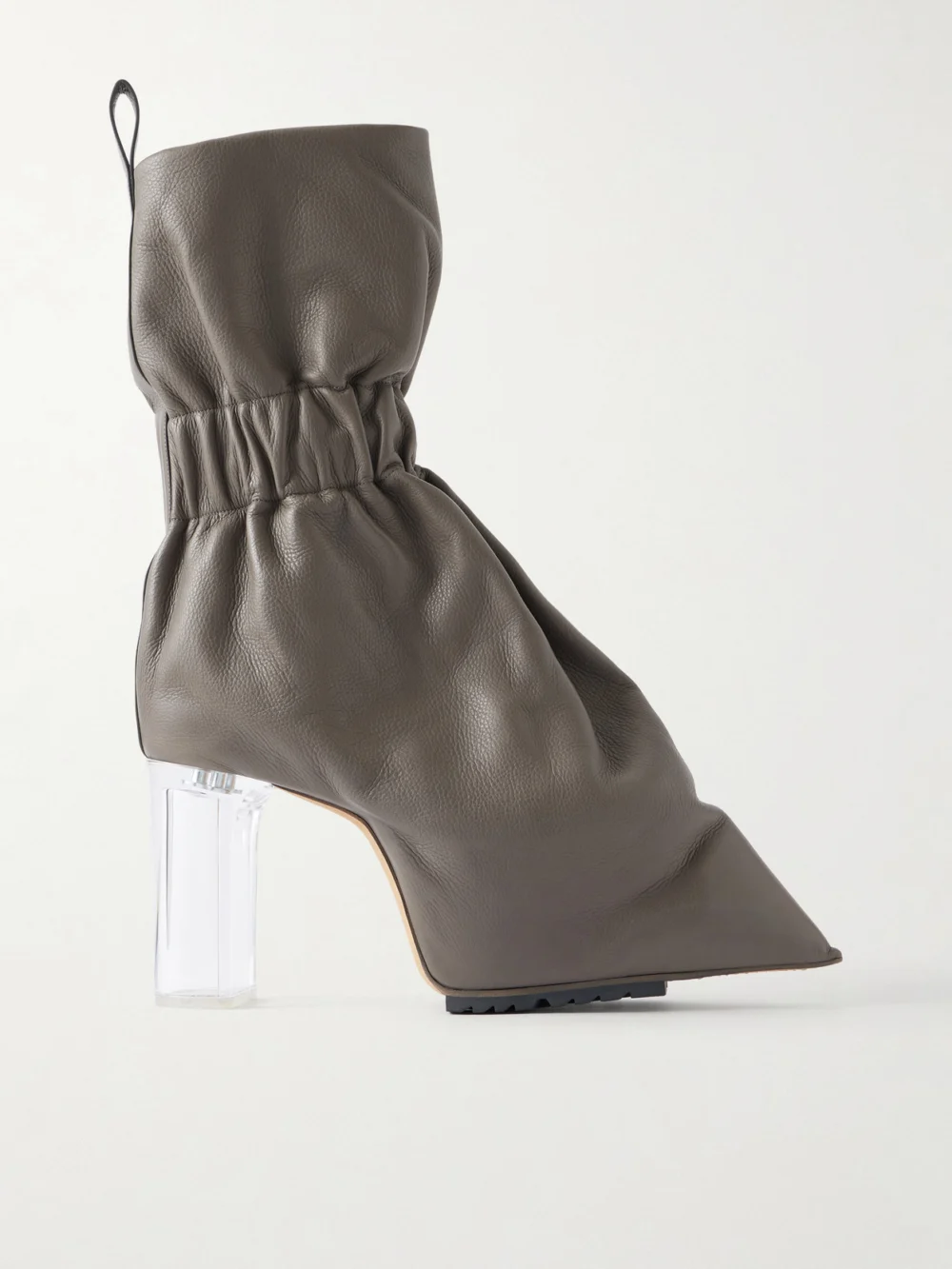 Rick Owens Taquito Gathered Leather Ankle Boots in gray