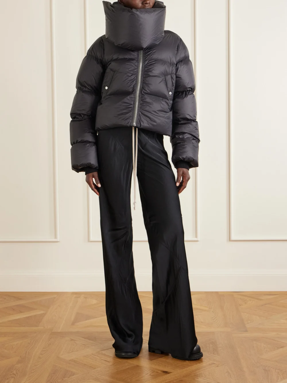 Rick Owens Tower Cropped Shell Jacket, worn by a model