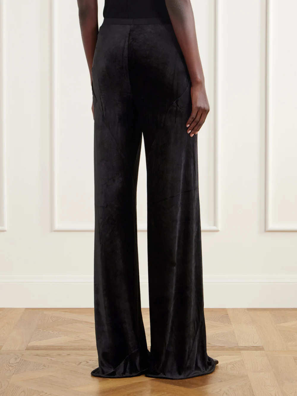 Back view of the Rick Owens Velvet Wide-leg Pants