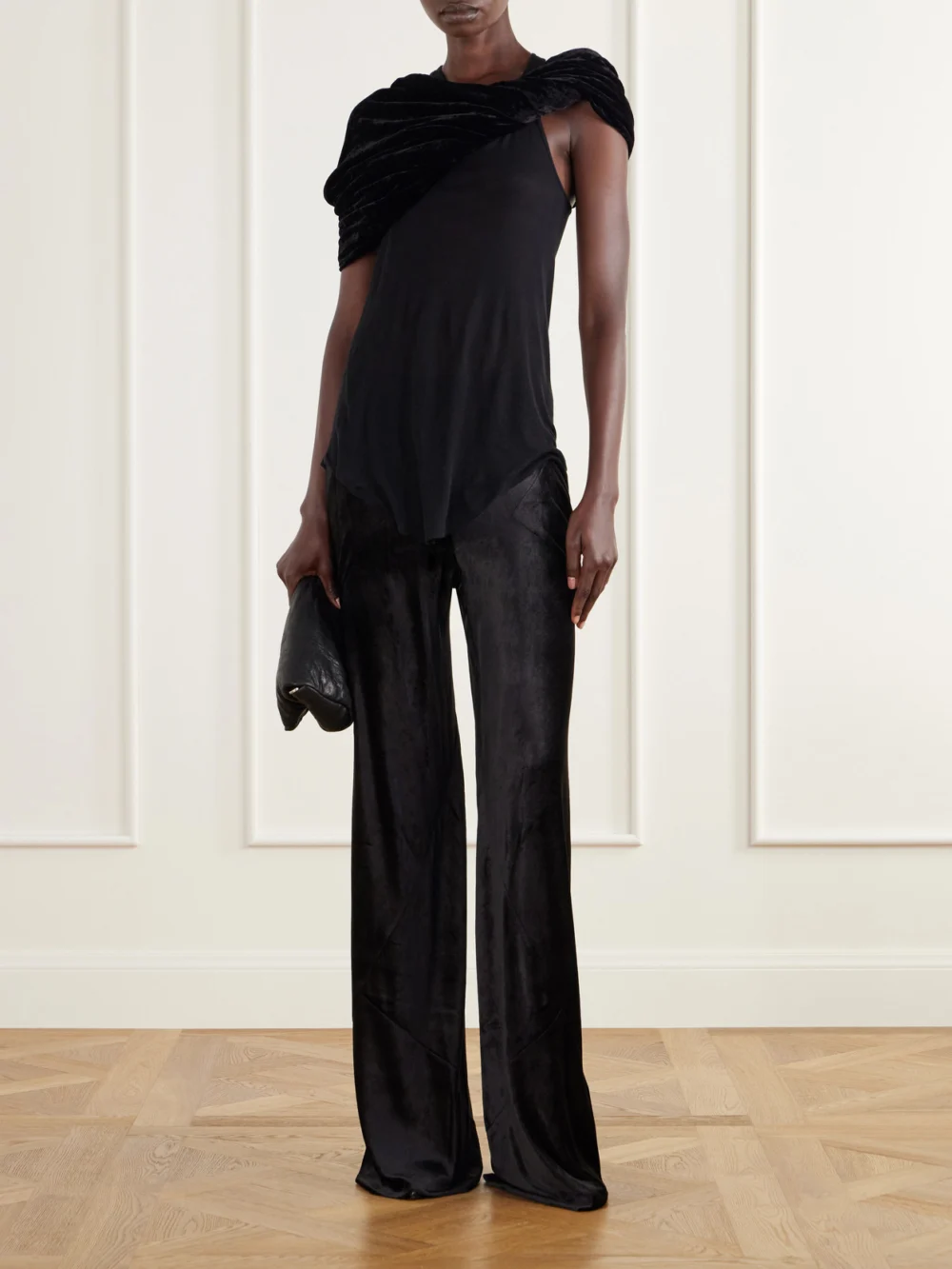 Rick Owens Velvet Wide-leg Pants, worn by a model