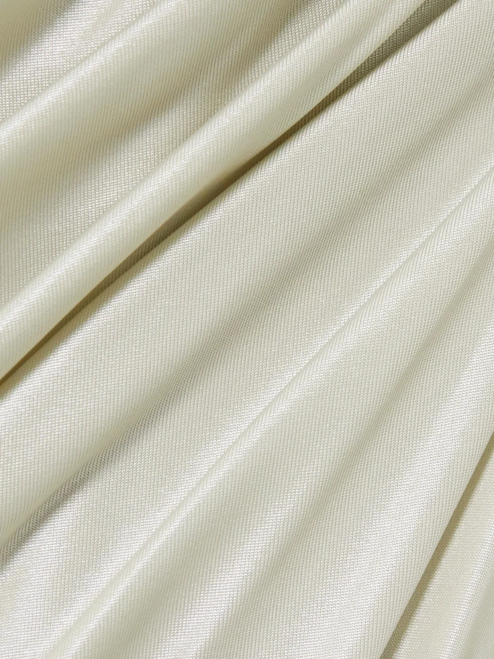 Close-up detail of the Rick Owens Vered Gathered Coated Stretch-jersey Wrap Dress