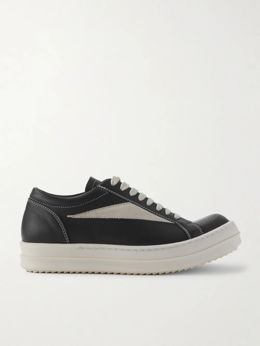 Rick Owens Vintage Suede-trimmed Leather Sneakers in black