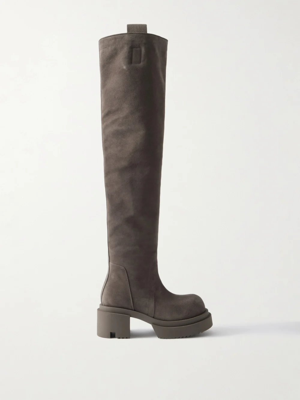 Rick Owens Wader Bogun Suede Over-the-knee Platform Boots in chocolate