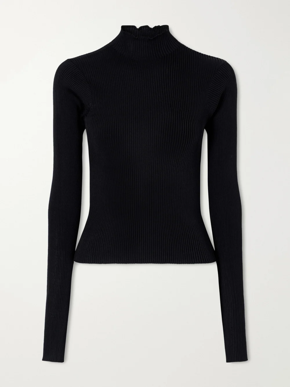 Rier Ribbed Silk Turtleneck Sweater in black