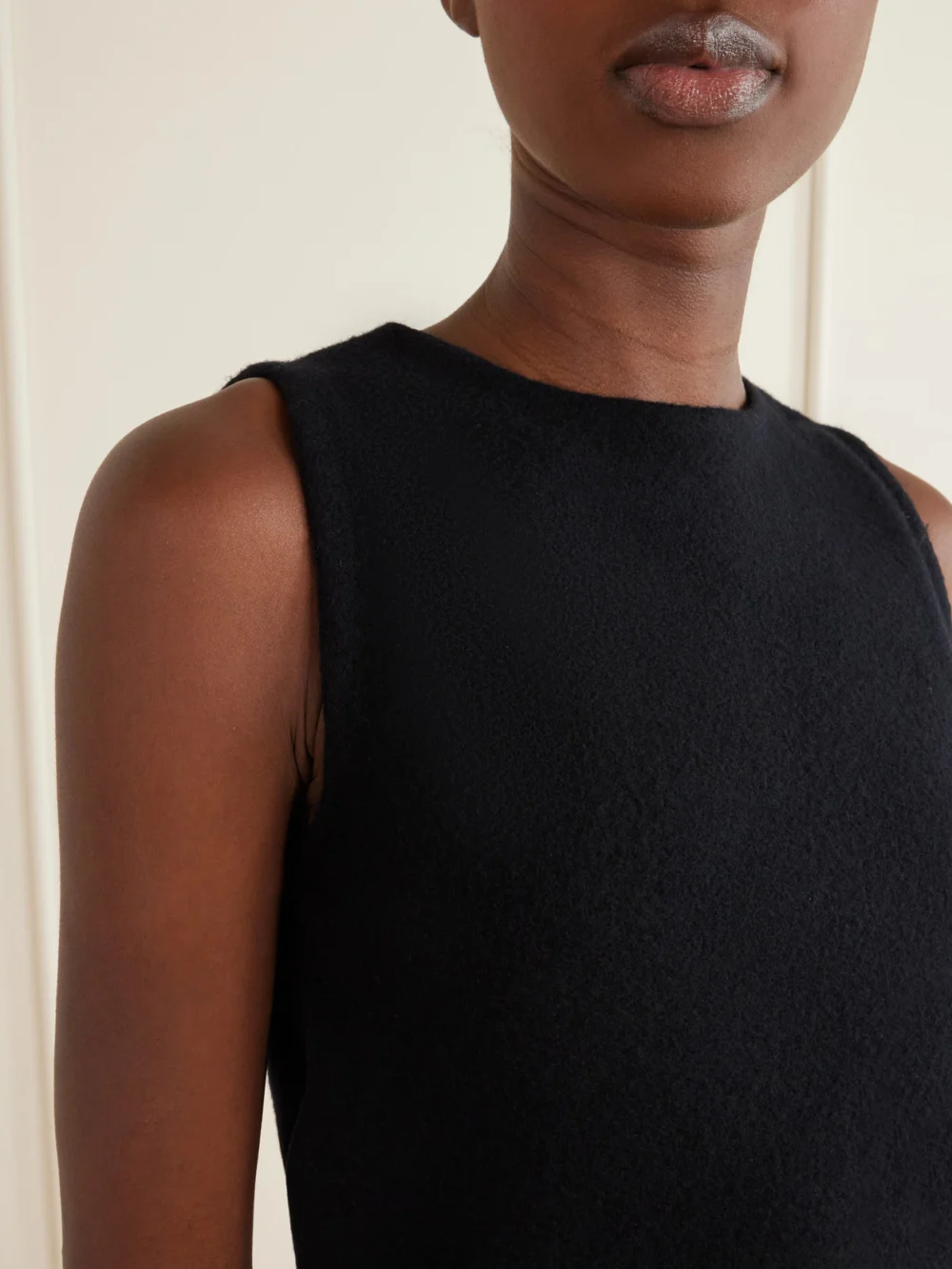 Close-up detail of the Rier Wool-fleece Mini Dress