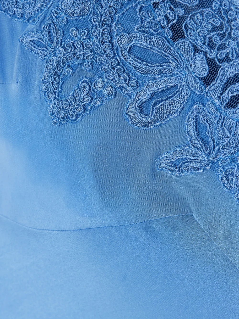 Close-up detail of the Rixo Ilaria Lace-trimmed Silk Midi Dress