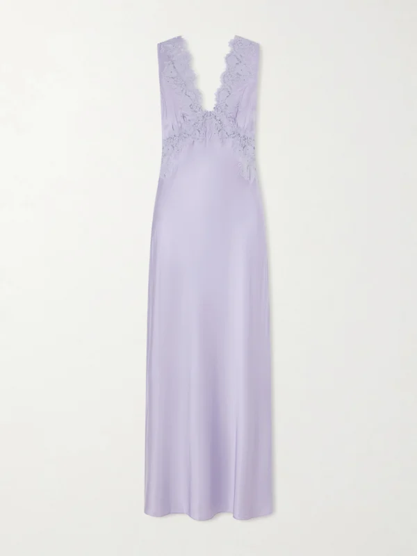Rixo Lysandra Lace-trimmed Satin Maxi Dress