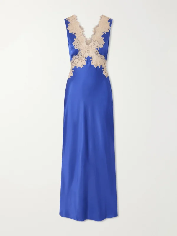Rixo Lysandra Lace-trimmed Satin Midi Dress