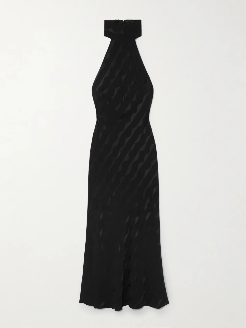 Rixo Maura Satin-jacquard Halterneck Midi Dress in black