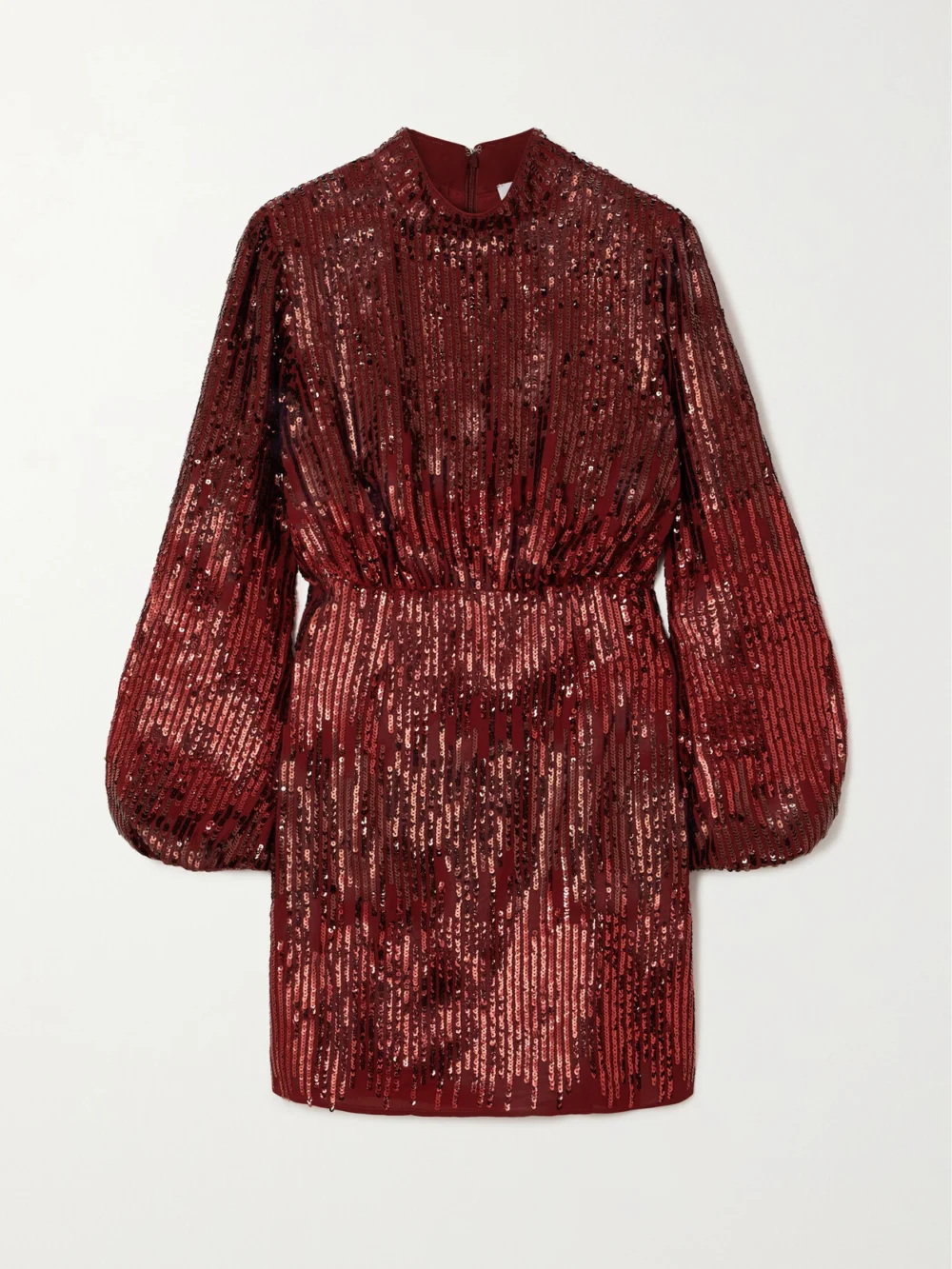 Rixo Samantha Sequined Crepe Mini Dress in burgundy