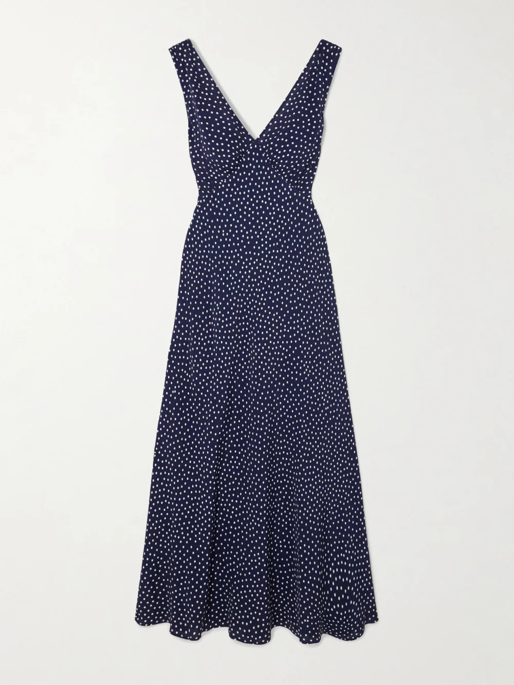 Rixo Sandrine Polka-dot Crepe Midi Dress in navy