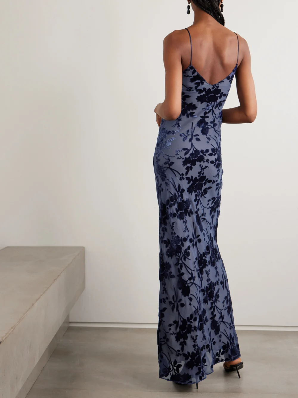 Back view of the Rodarte Appliquéd Floral Devoré-velvet Gown