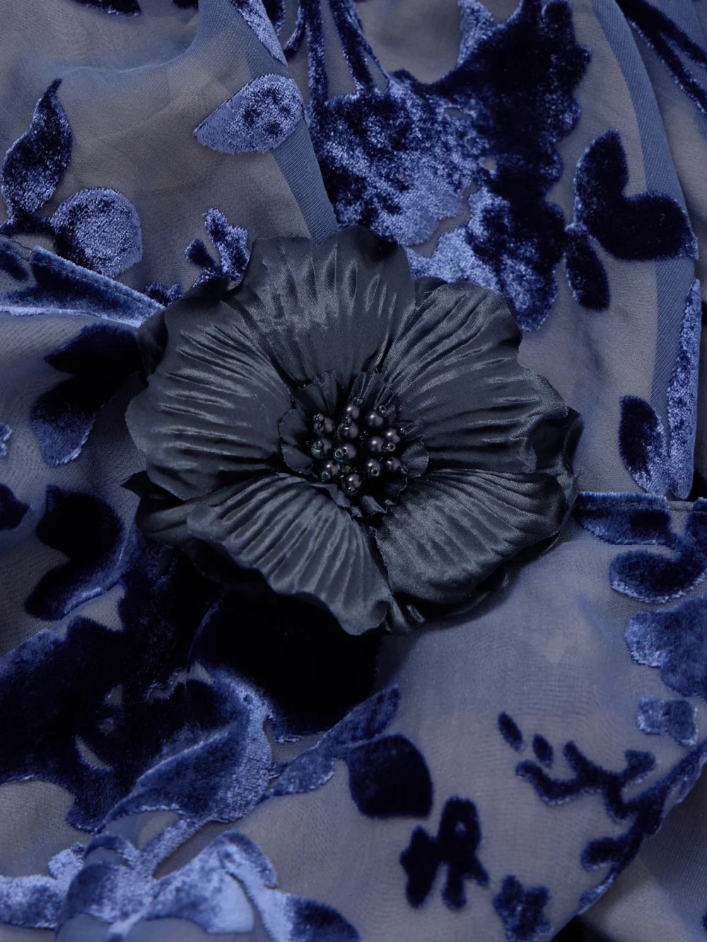 Close-up detail of the Rodarte Appliquéd Floral Devoré-velvet Gown