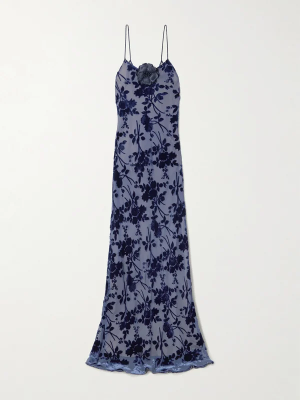 Rodarte Appliquéd Floral Devoré-velvet Gown
