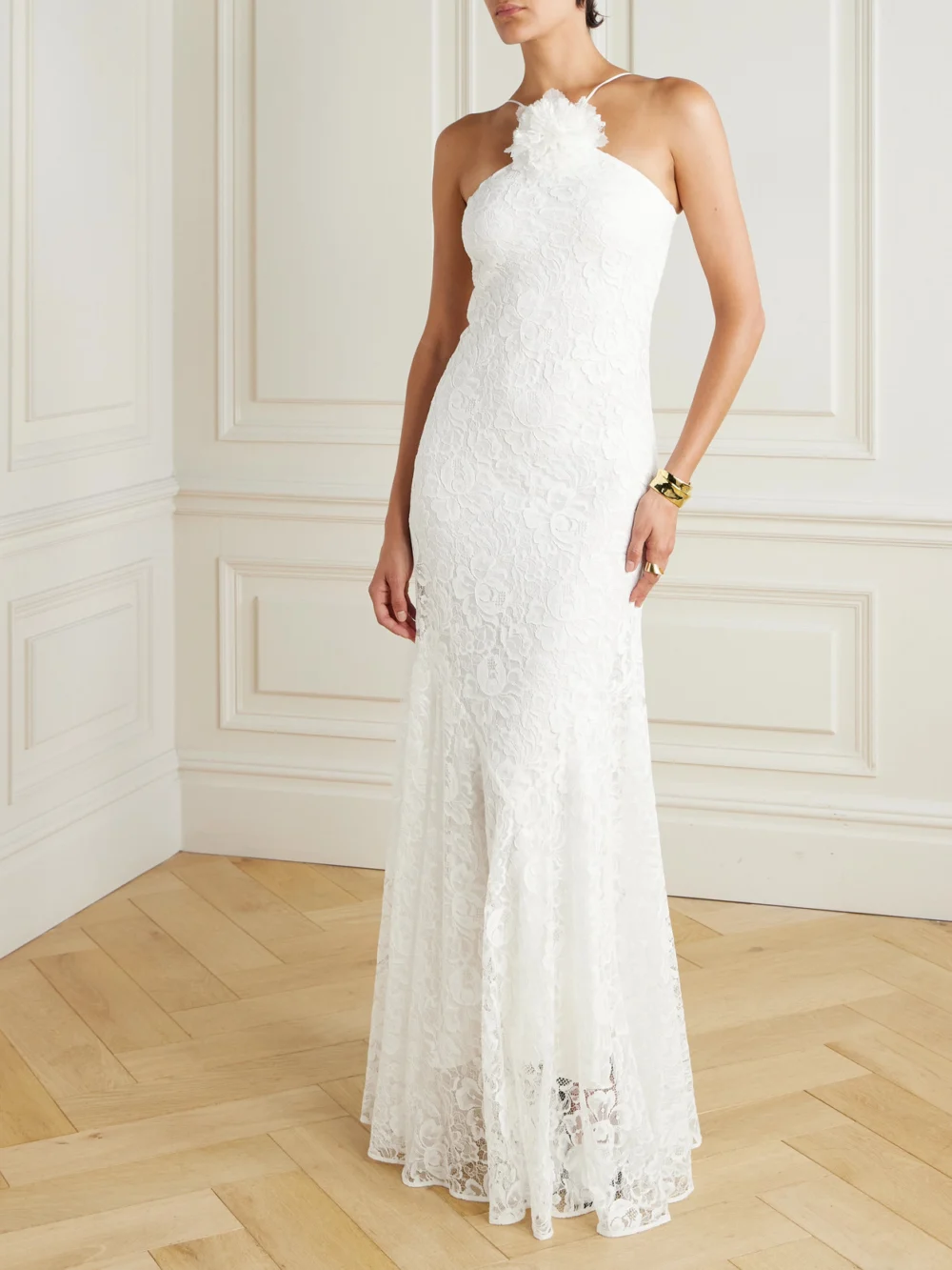 Rodarte Appliquéd Organic Cotton-blend Lace Gown, worn by a model