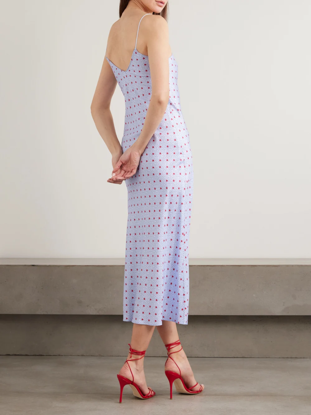 Back view of the Rodarte Appliquéd Printed Silk-twill Midi Dress