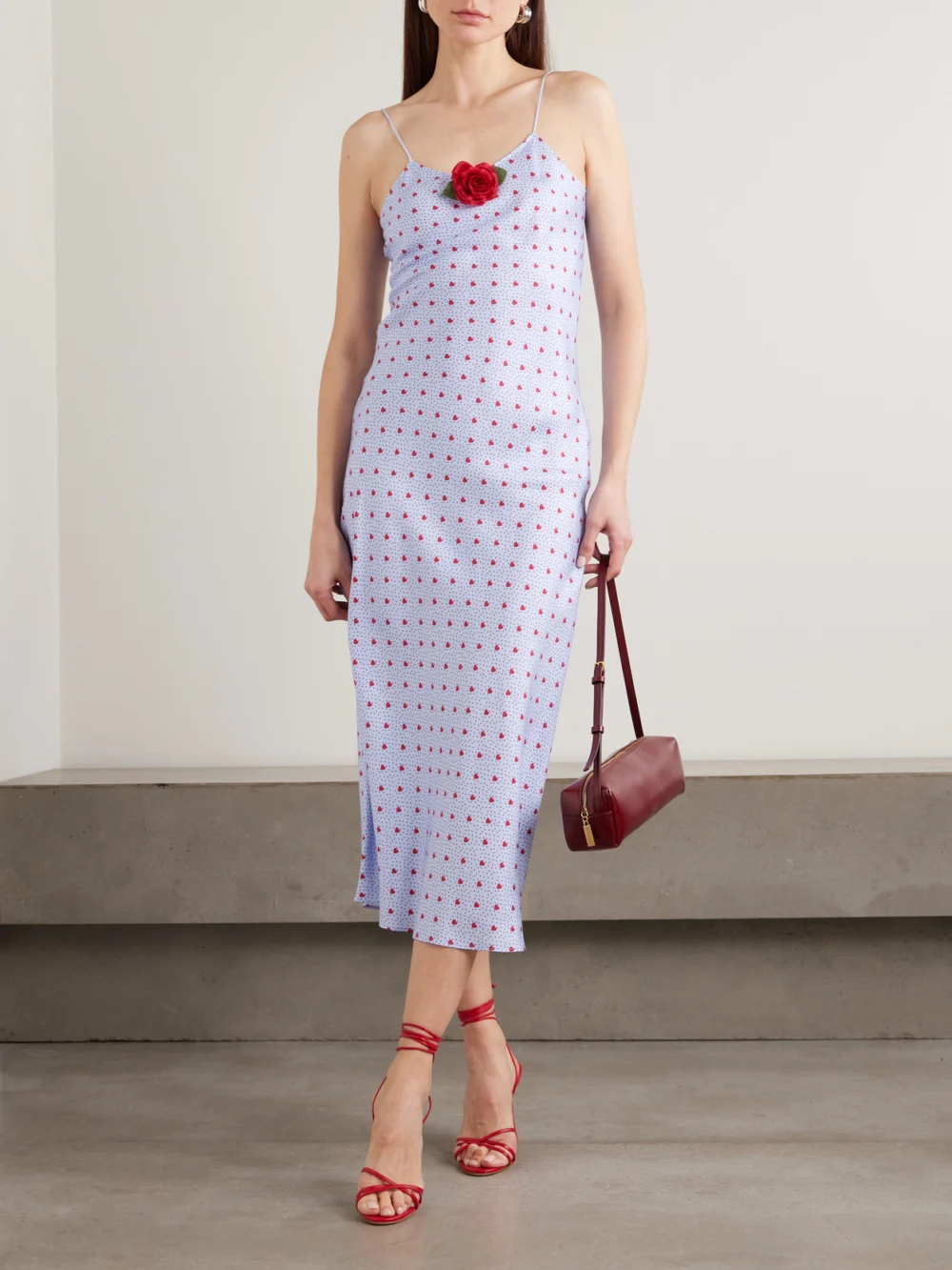Rodarte Appliquéd Printed Silk-twill Midi Dress, worn by a model