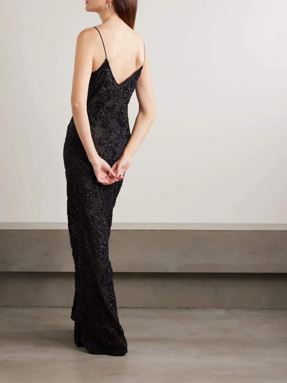 Back view of the Rodarte Appliquéd Sequin-embellished Silk-trimmed Voile Gown