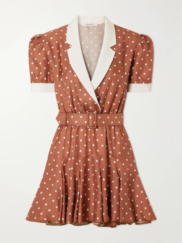 Rodarte Belted Polka-dot Silk Midi Dress