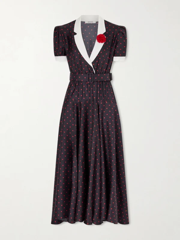 Rodarte Belted Printed Silk-twill Gown