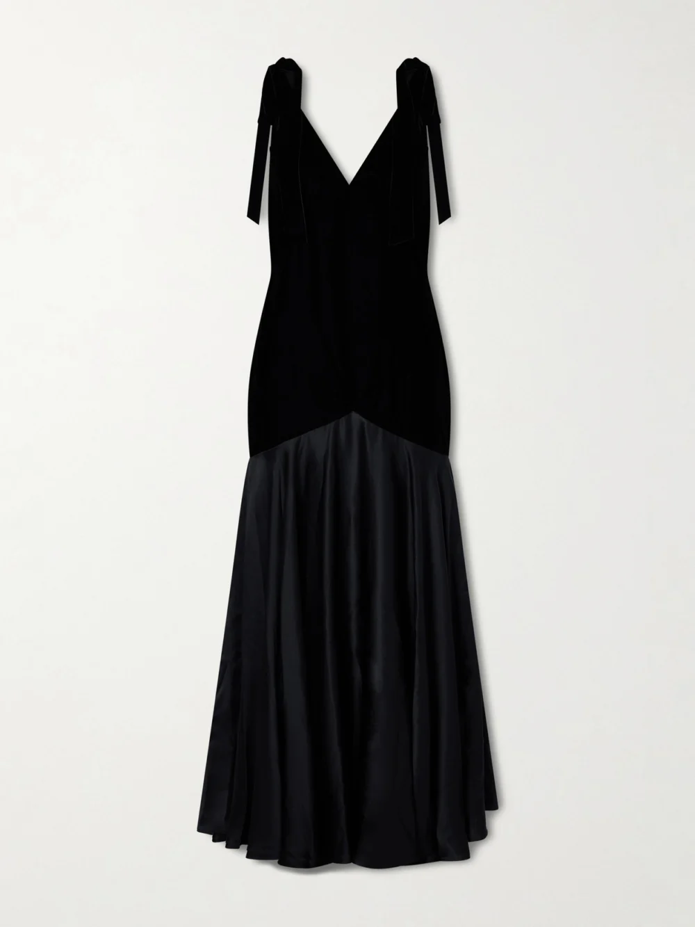 Rodarte Bow-detailed Velvet and Silk-satin Gown in black
