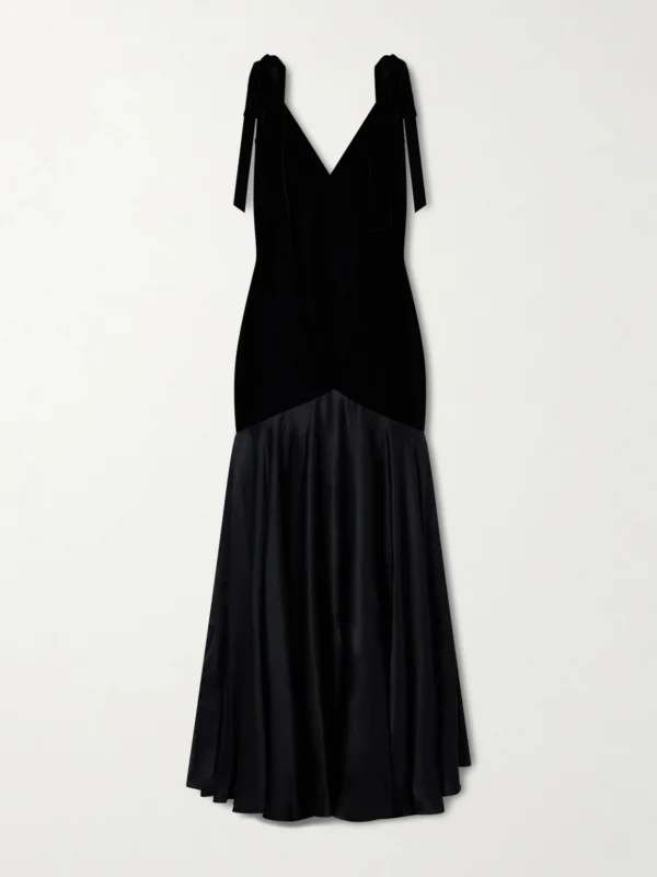 Rodarte Bow-detailed Velvet and Silk-satin Gown