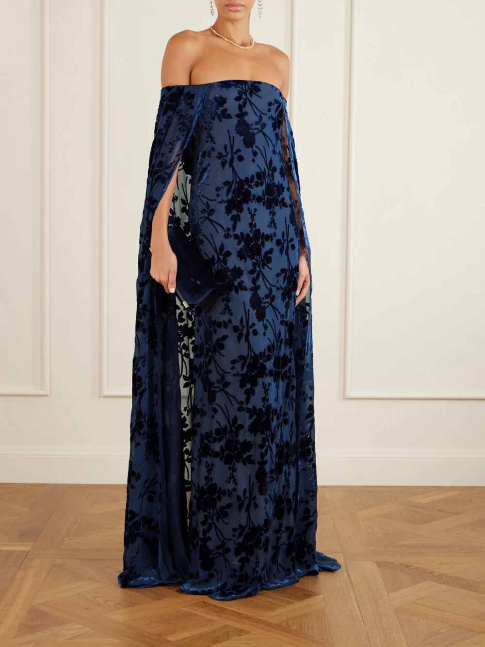 Rodarte Cape-effect Devoré-velvet Gown, worn by a model