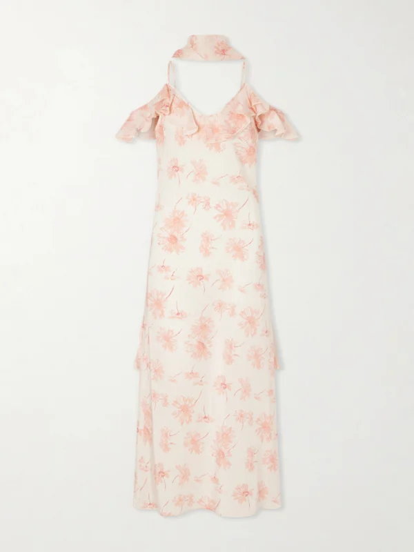 Rodarte Daisy Ruffled Floral-print Silk Chiffon Midi Dress
