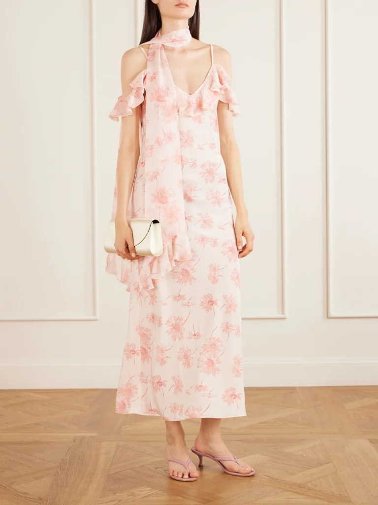 Rodarte Daisy Ruffled Floral-print Silk Chiffon Midi Dress