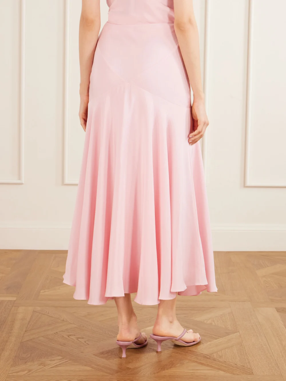 Back view of the Rodarte Draped Silk-crepe Midi Skirt