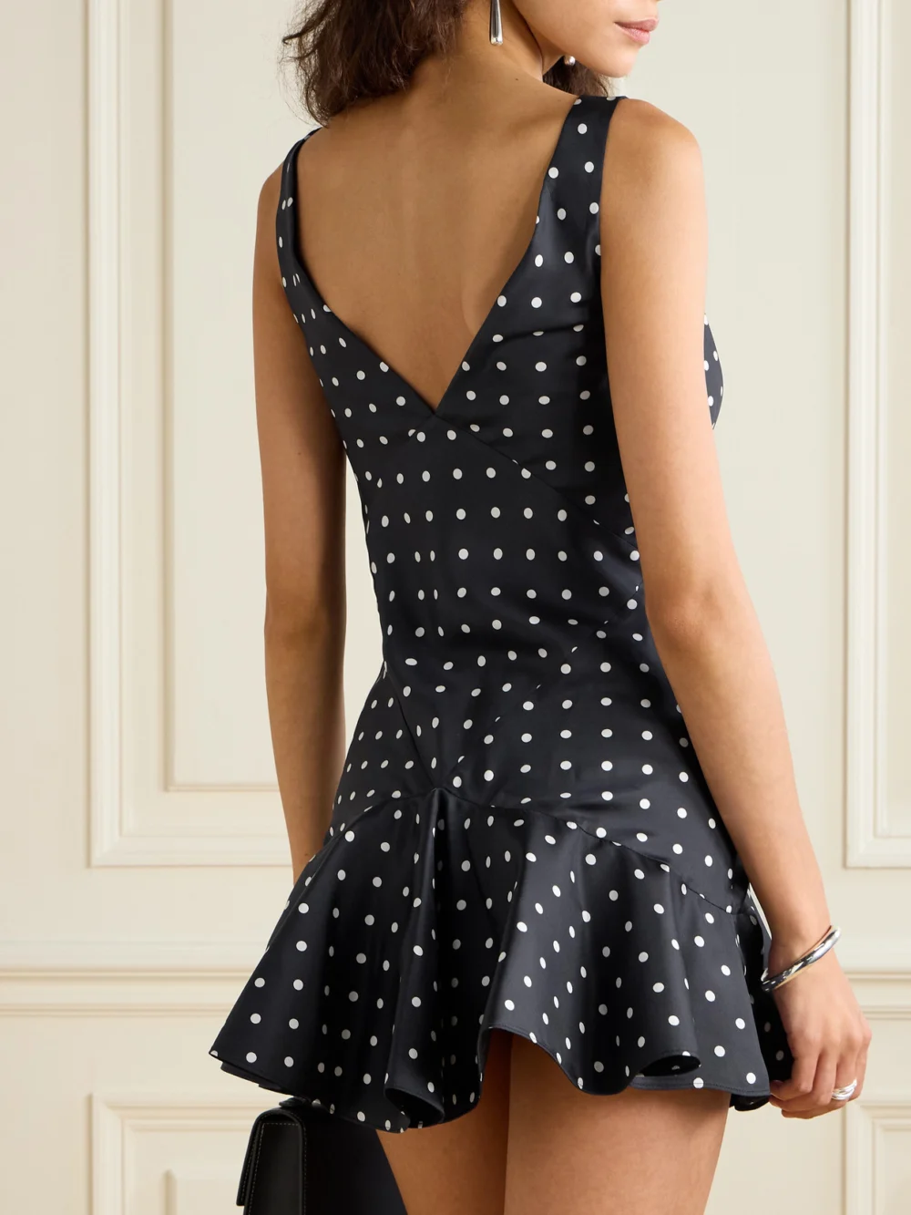 Back view of the Rodarte Embellished Polka-dot Silk-twill Mini Dress