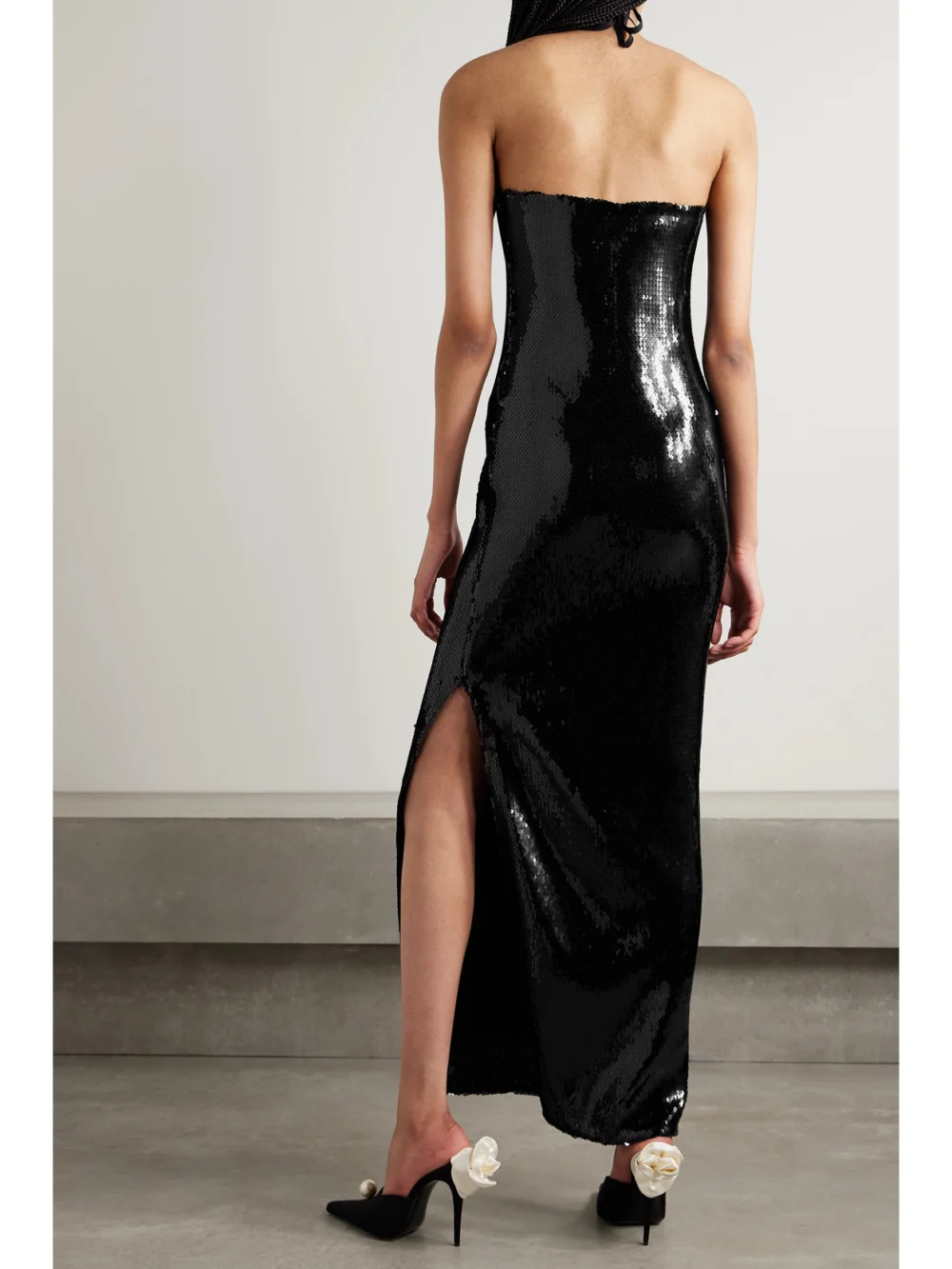 Back view of the Rodarte Embellished Sequined Tulle Halterneck Gown