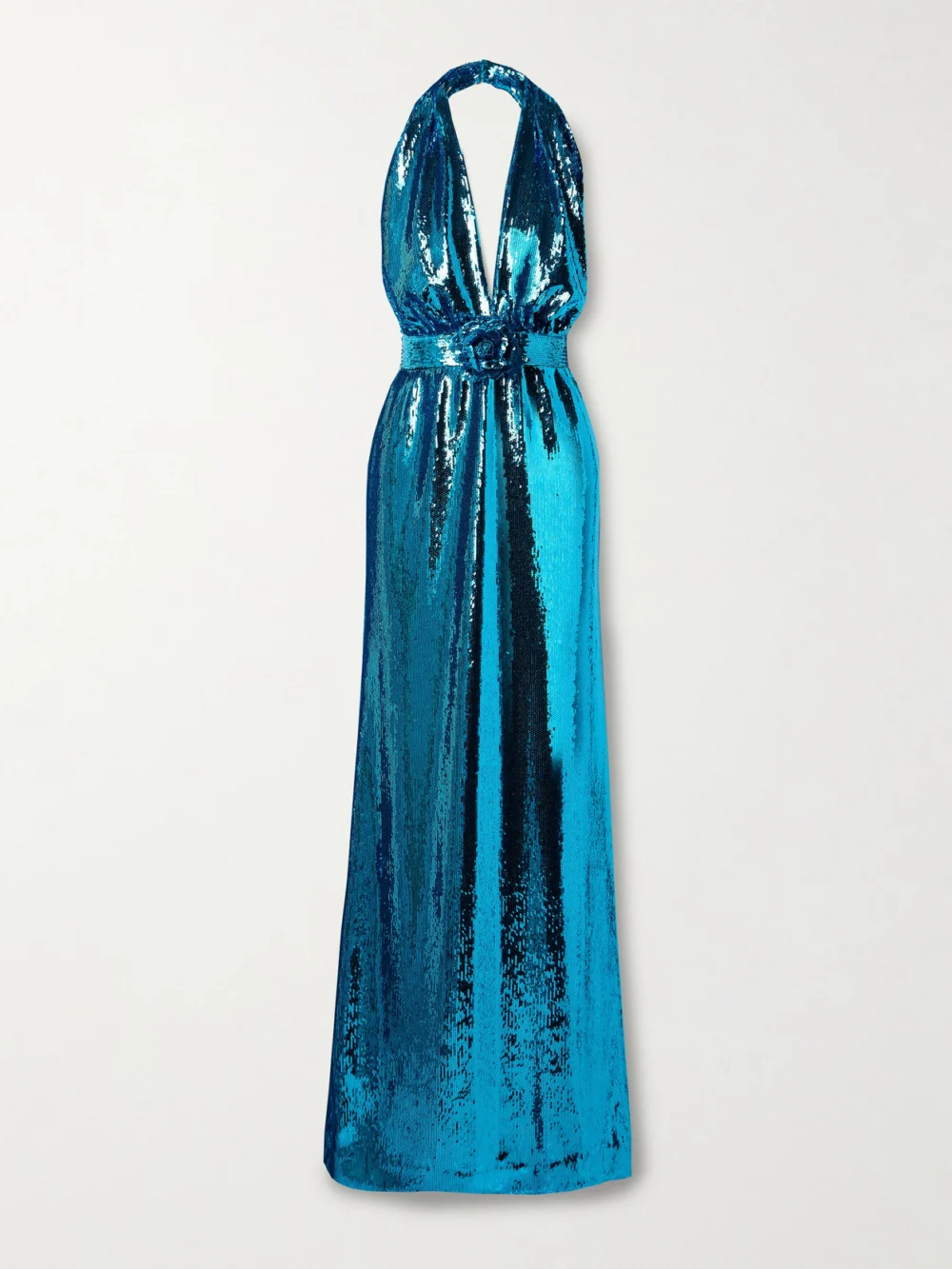 Rodarte Embellished Sequinned Tulle Halterneck Gown in teal