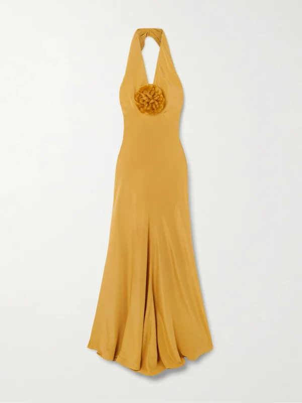 Rodarte Embellished Silk-crepe Halterneck Gown