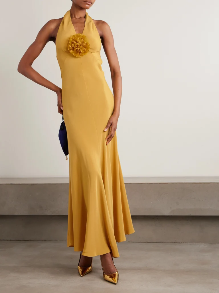 Rodarte Embellished Silk-crepe Halterneck Gown