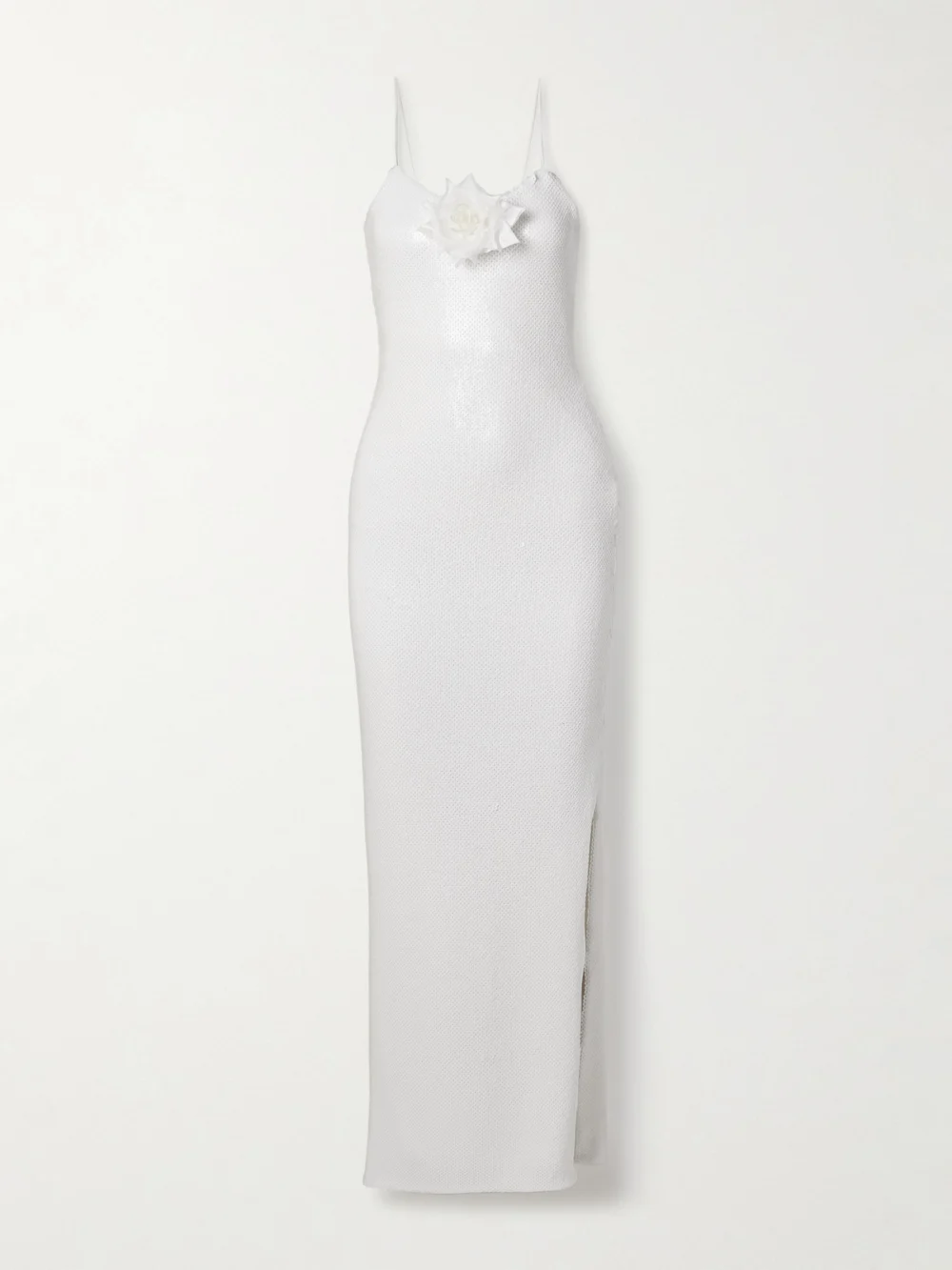 Rodarte Embellished Silk-trimmed Sequined Tulle Gown in white