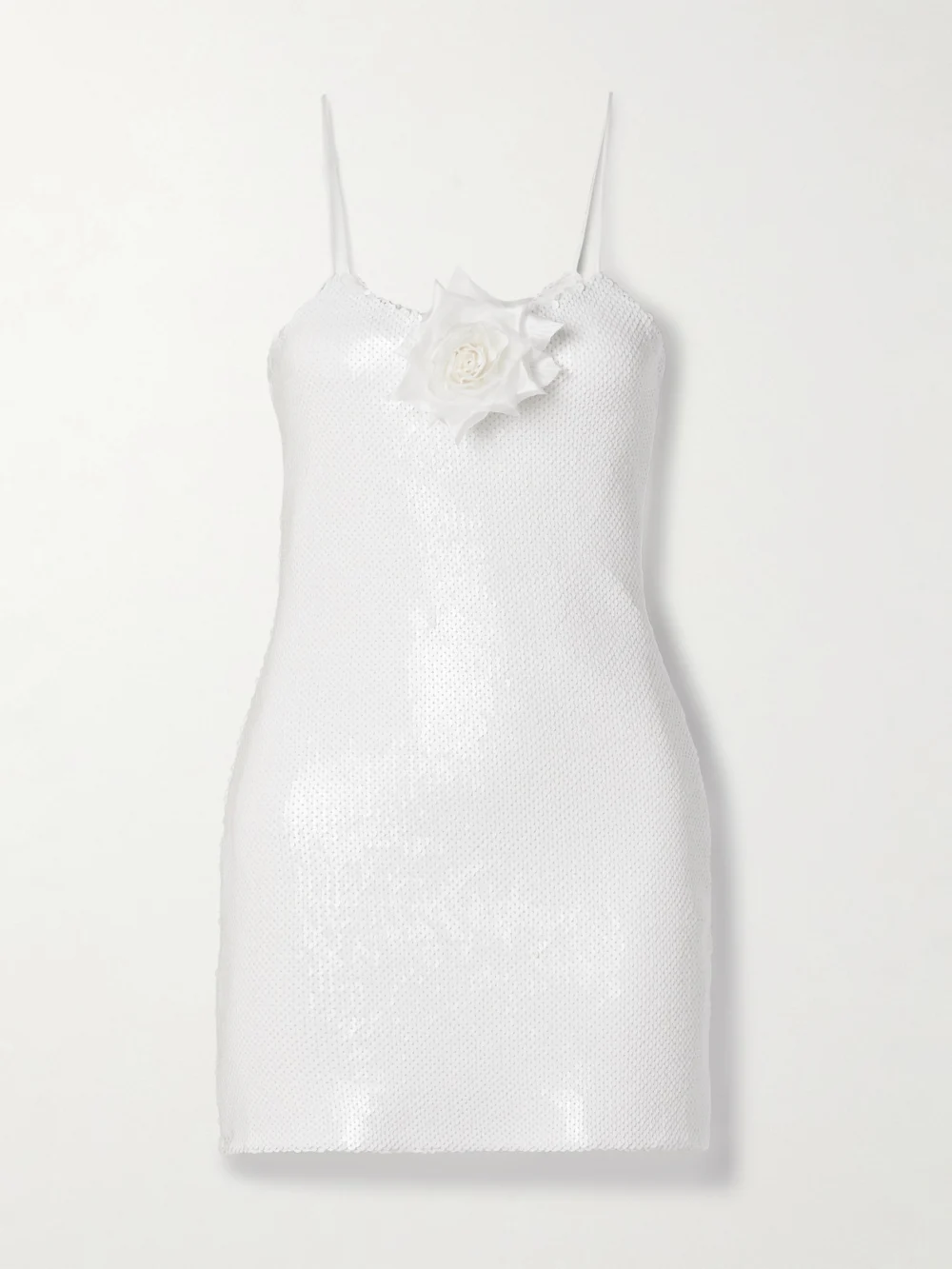 Rodarte Embellished Silk-trimmed Sequined Tulle Mini Dress in white