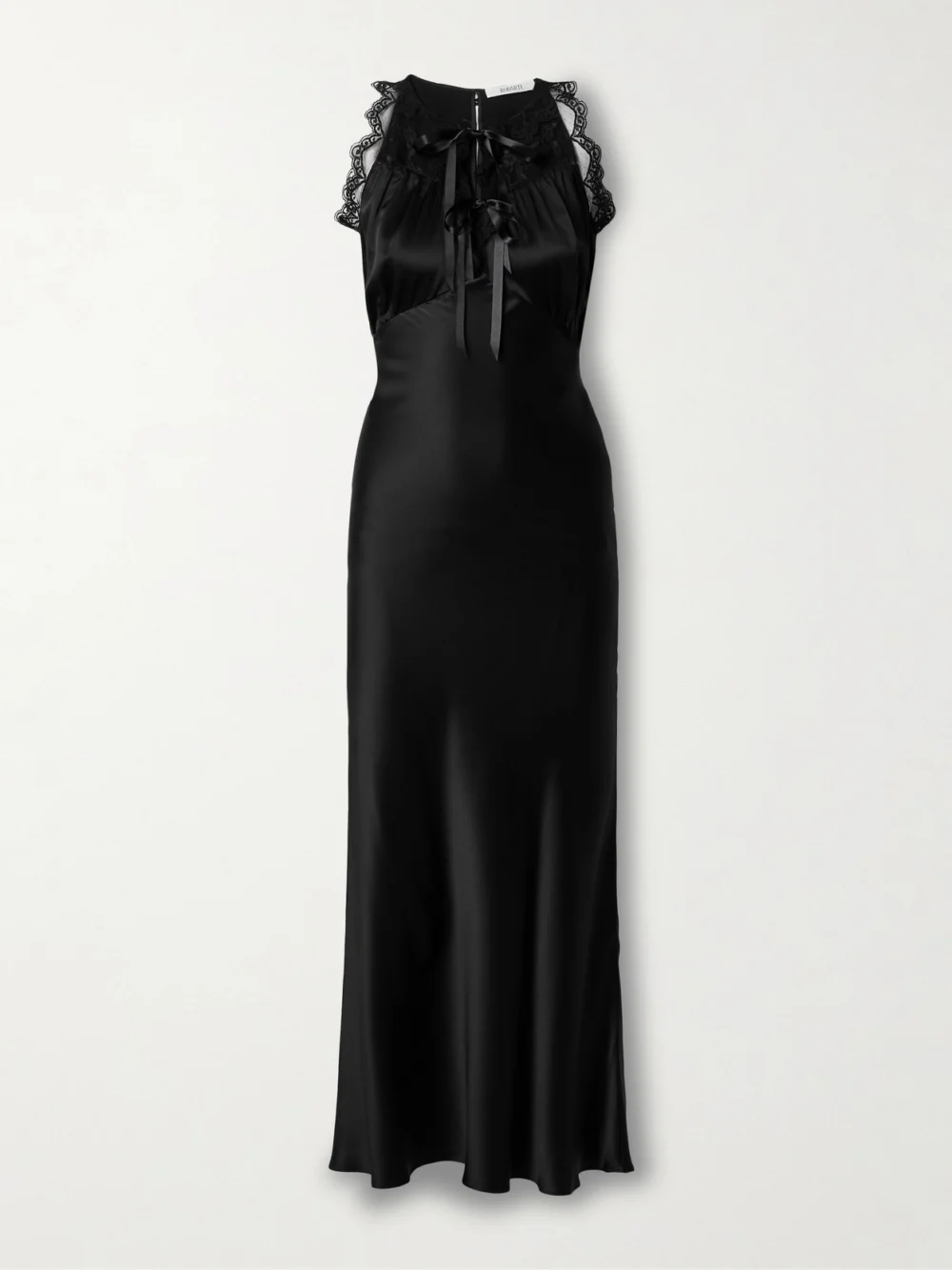 Rodarte Lace-trimmed Silk-satin Gown in black