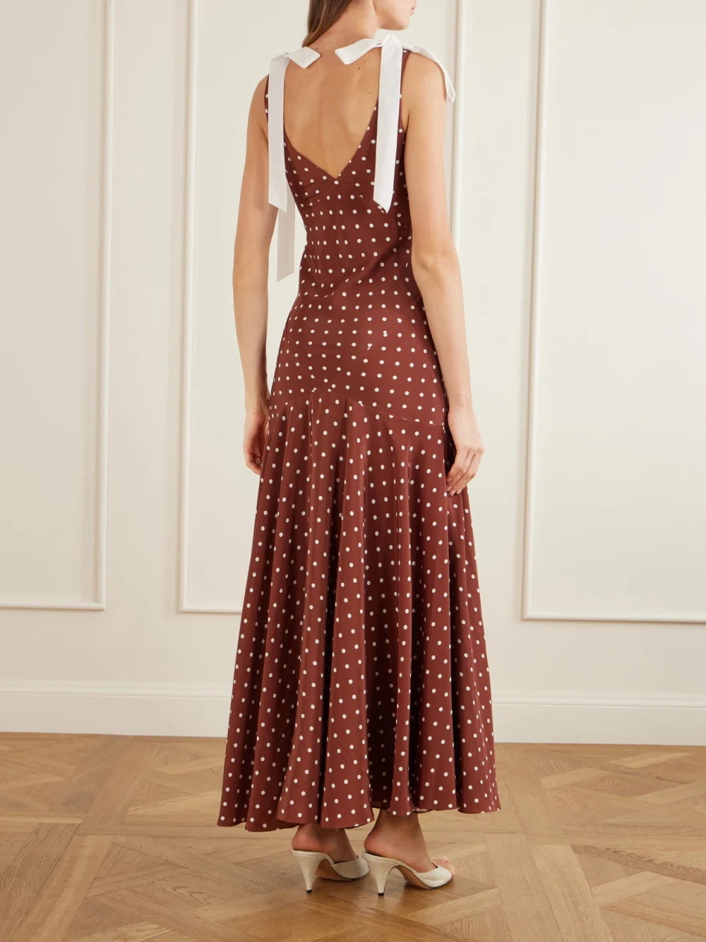 Back view of the Rodarte Polka-dot Silk-crepe Midi Dress