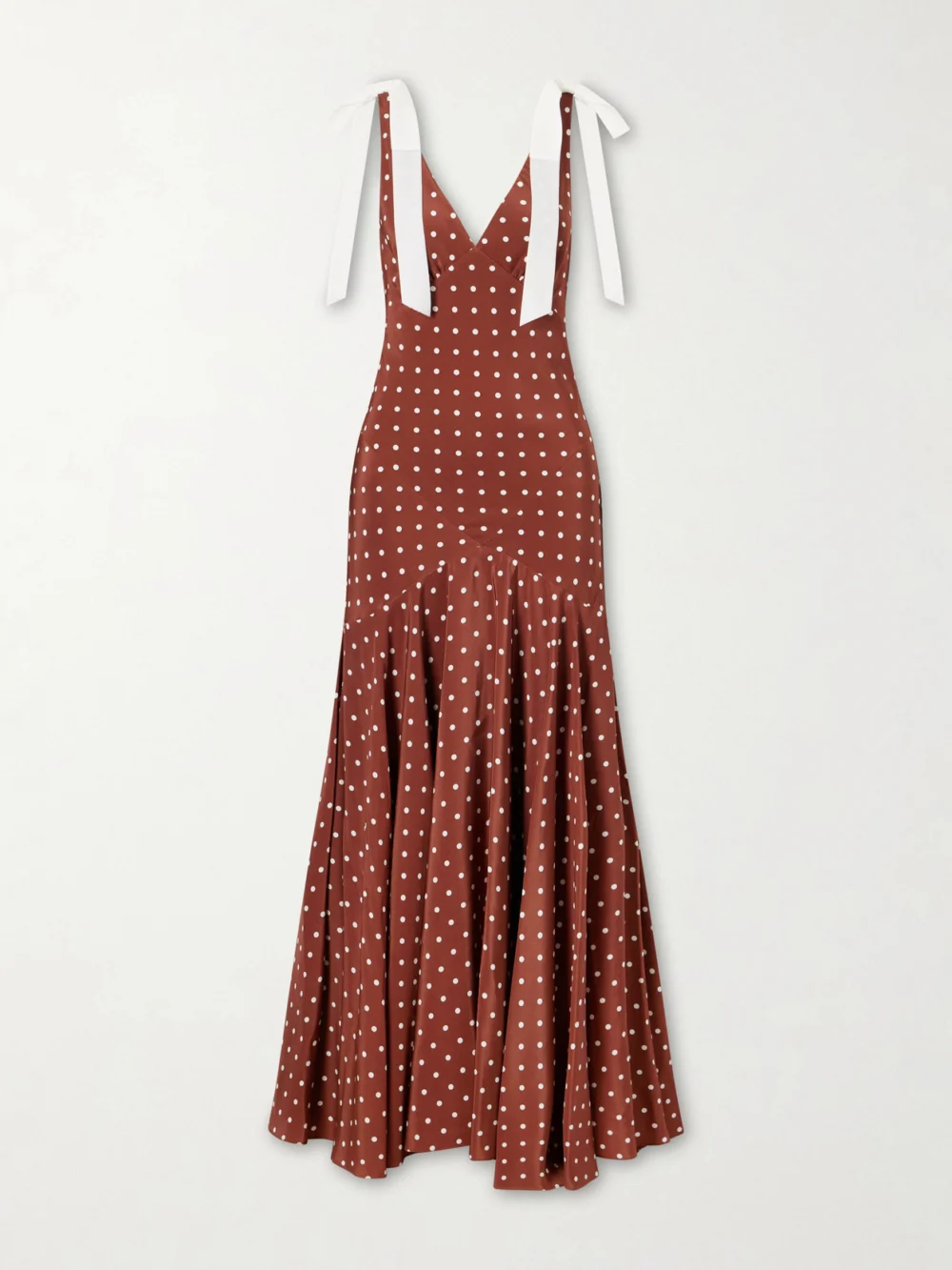 Rodarte Polka-dot Silk-crepe Midi Dress in brown