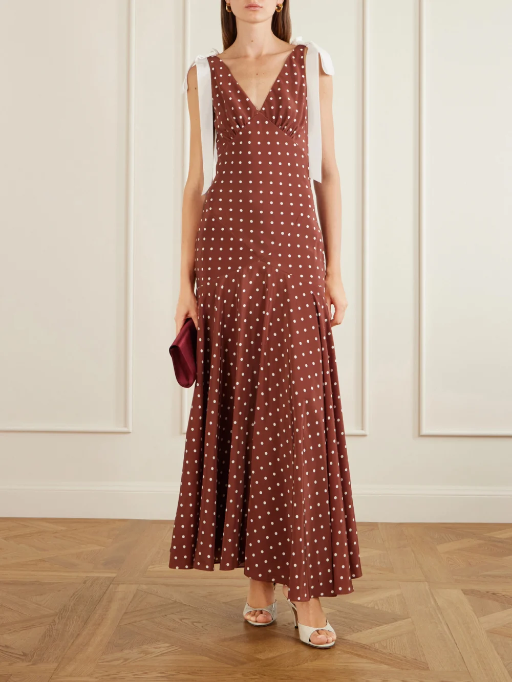 Rodarte Polka-dot Silk-crepe Midi Dress, worn by a model