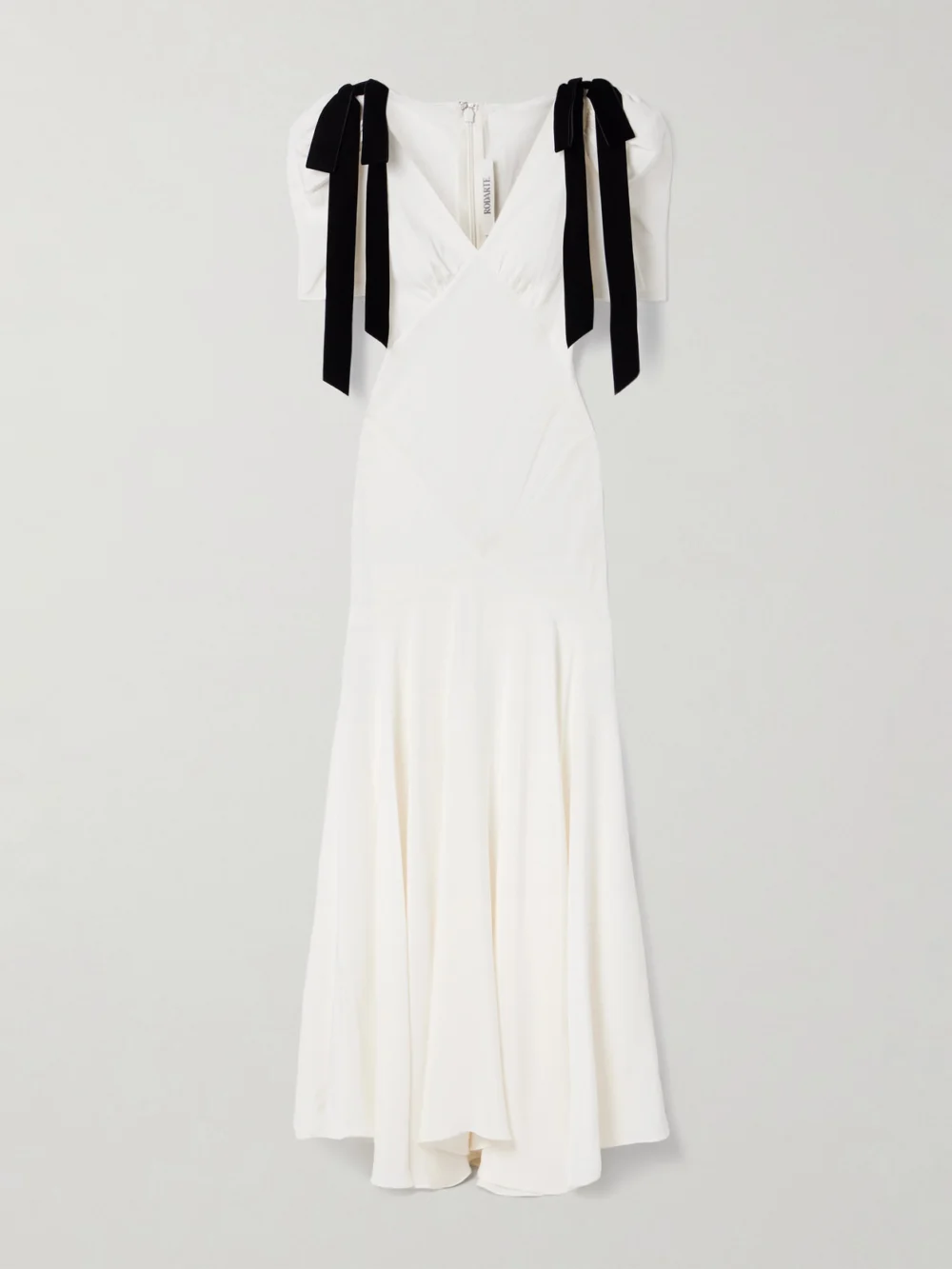 Rodarte Velvet Bow-embellished Silk-crepe Gown in white