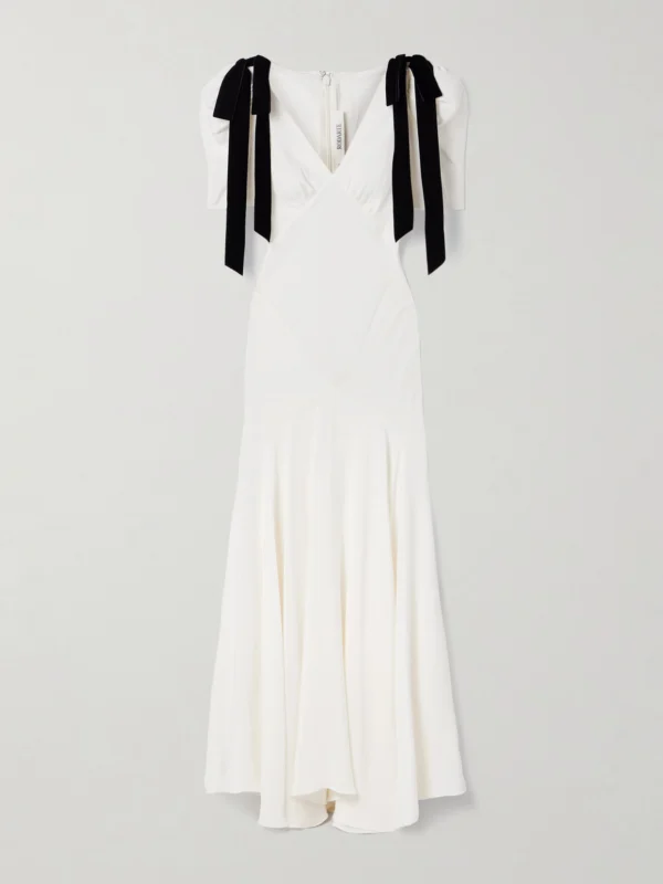 Rodarte Velvet Bow-embellished Silk-crepe Gown