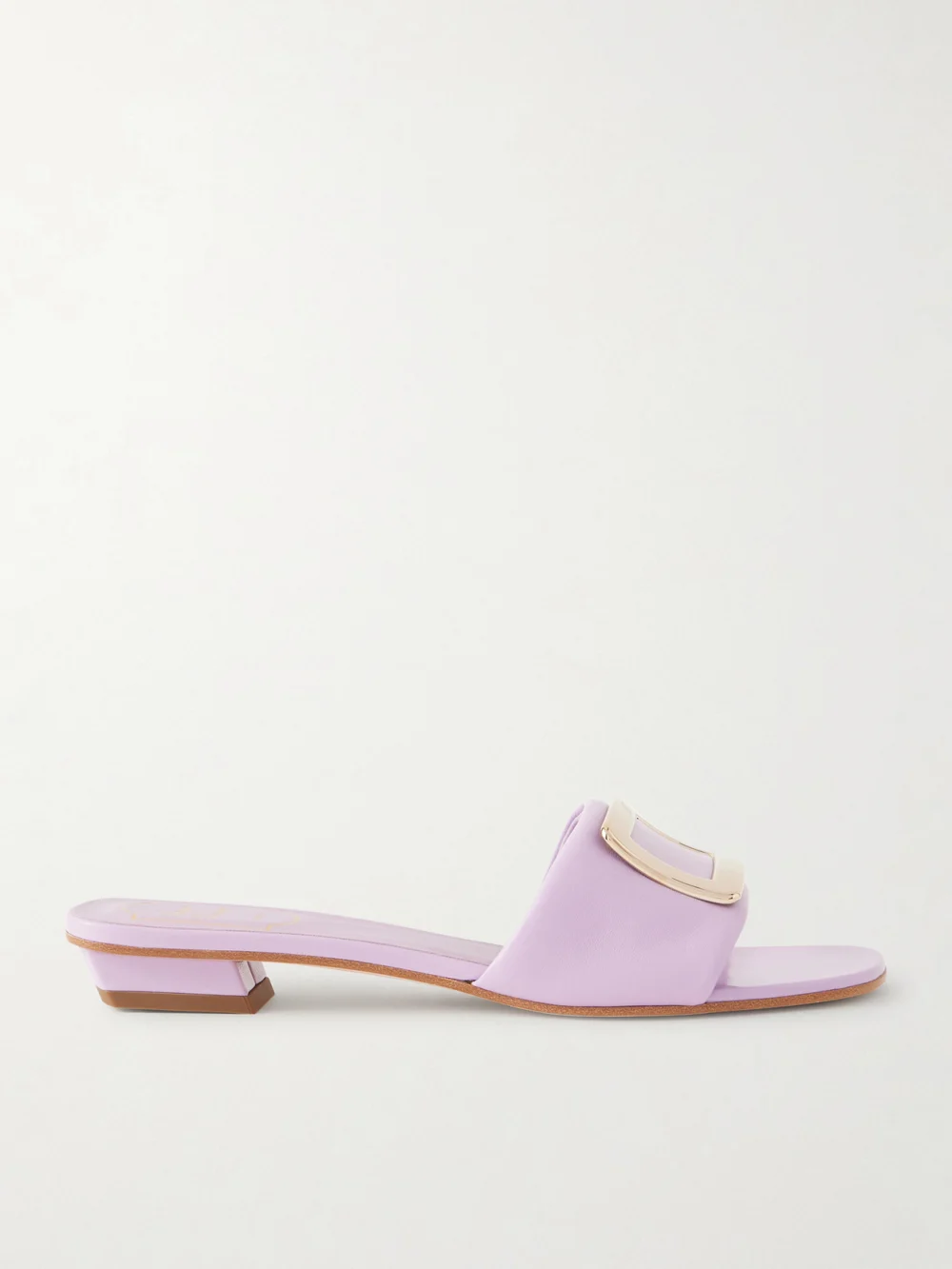 Roger Vivier 20 Buckled Padded-leather Mules in lilac