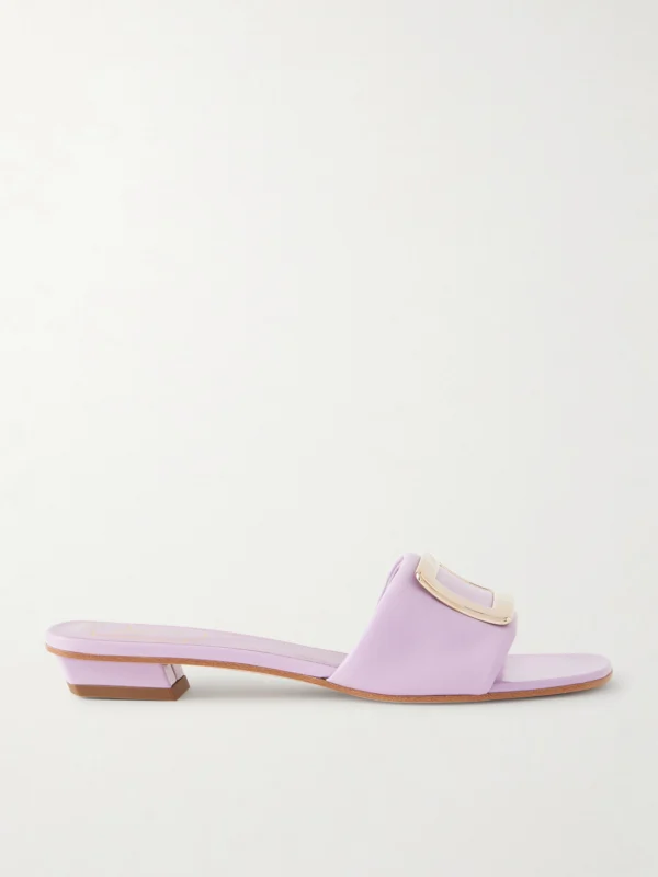 Roger Vivier 20 Buckled Padded-leather Mules