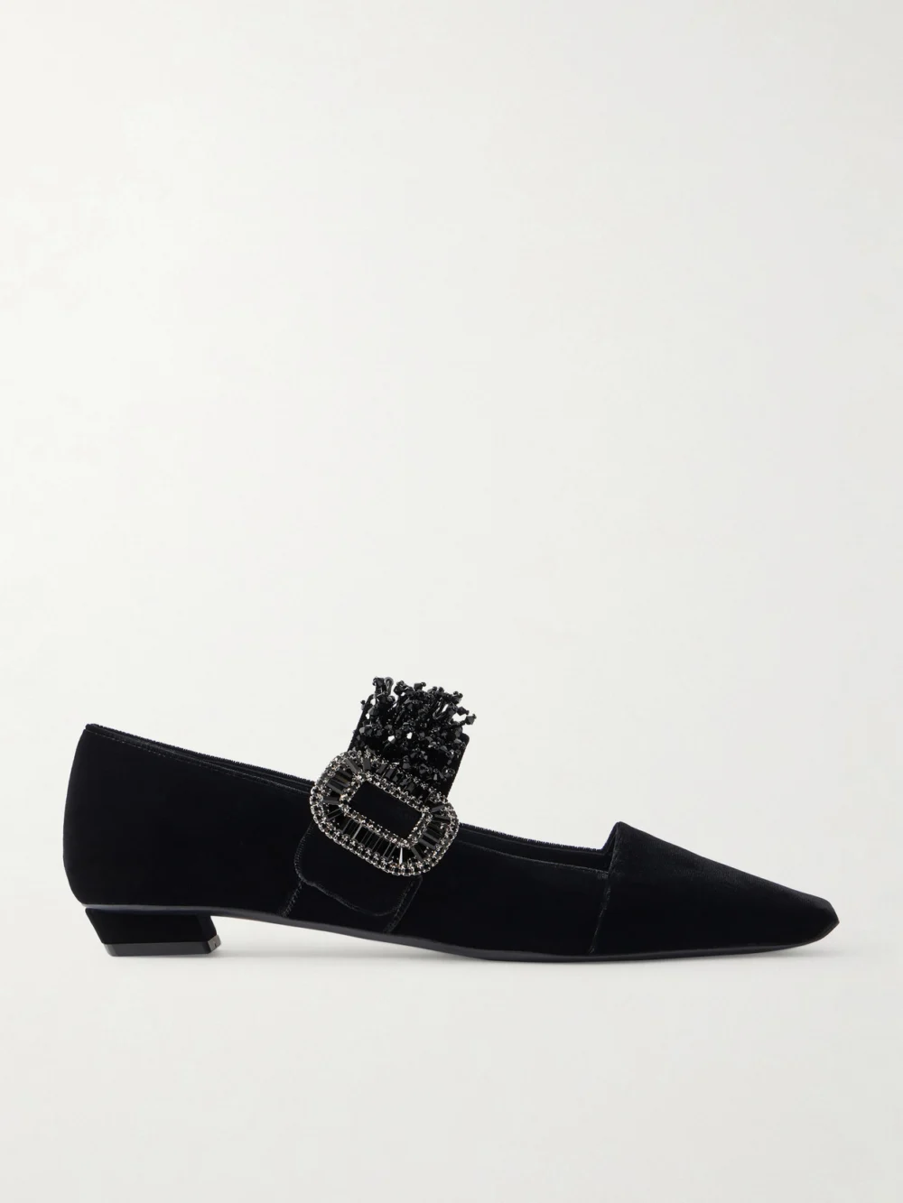 Roger Vivier Belle Vivier 25 Embellished Velvet Mary Jane Pumps in black